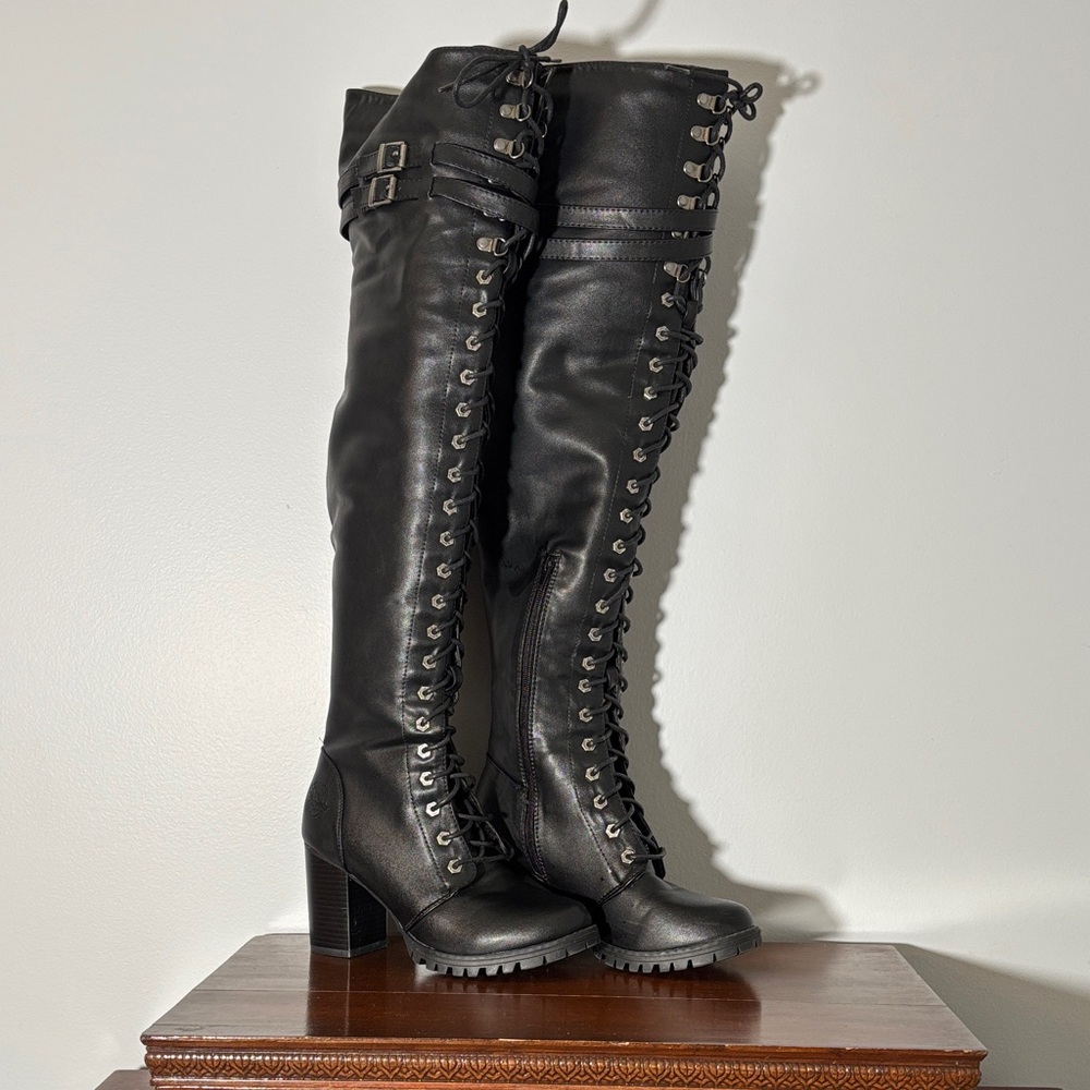 Black Above-the-Knee Lace-up Boots by Milwaukee